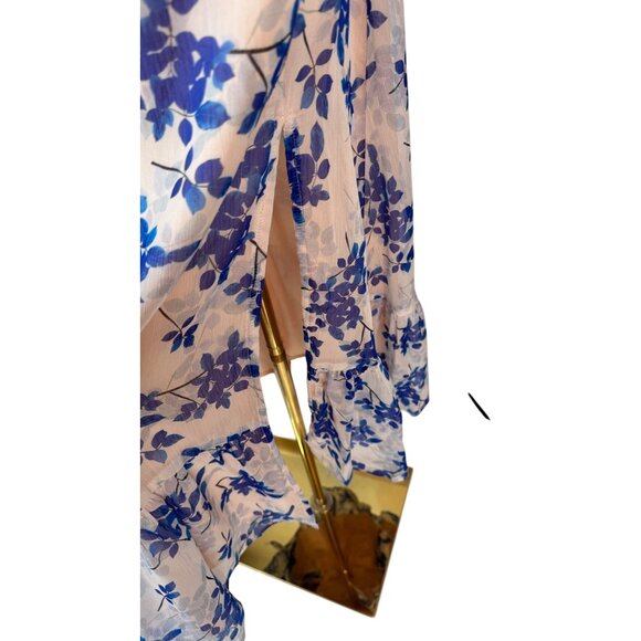 NWT ASTR The Label Medium Blush Peach/Pink Cobalt Floral Midi Dress Lightweight - Picture 7 of 16